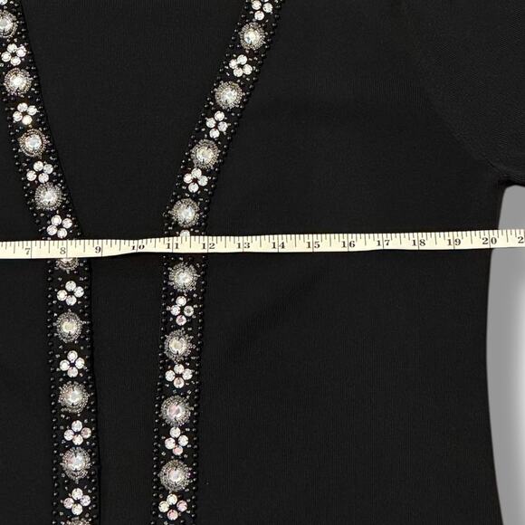 Chico's Black Open Front Cardigan Women's Sz 1 (Medium) Embellished Long Sleeve - Picture 6 of 7
